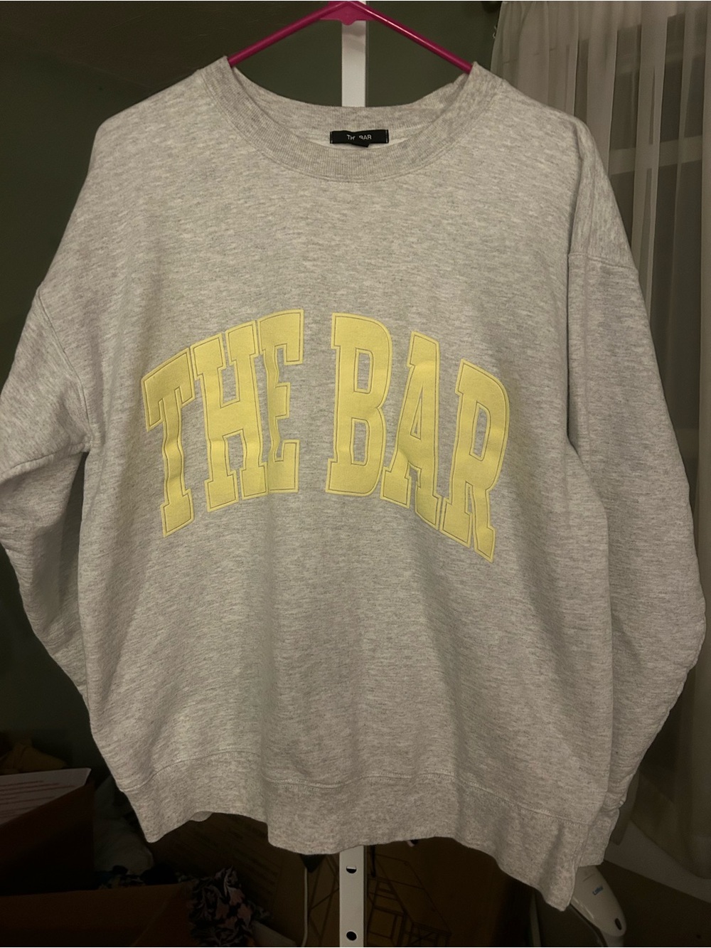 The Bar  Heather Gray Sweatshirt with yellow lettering